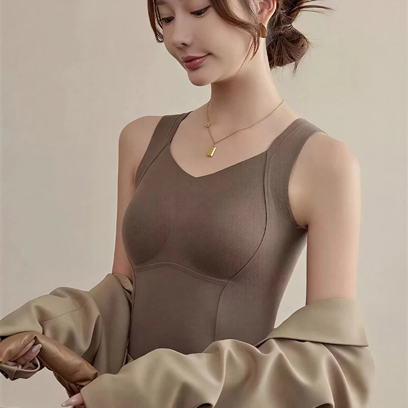 Débardeur Thermique Femme – Brassière Intégrée, Doux et Chaud