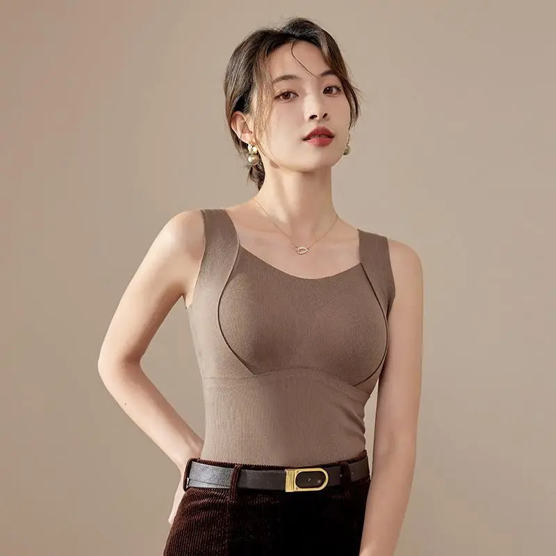 Débardeur Thermique Femme – Brassière Intégrée, Doux et Chaud