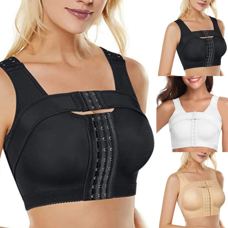 Soutien-gorge push-up à fermeture frontale pour femme, sous-vêtements croisés dans le dos, soutien de sport antichoc, glaçure de fitness