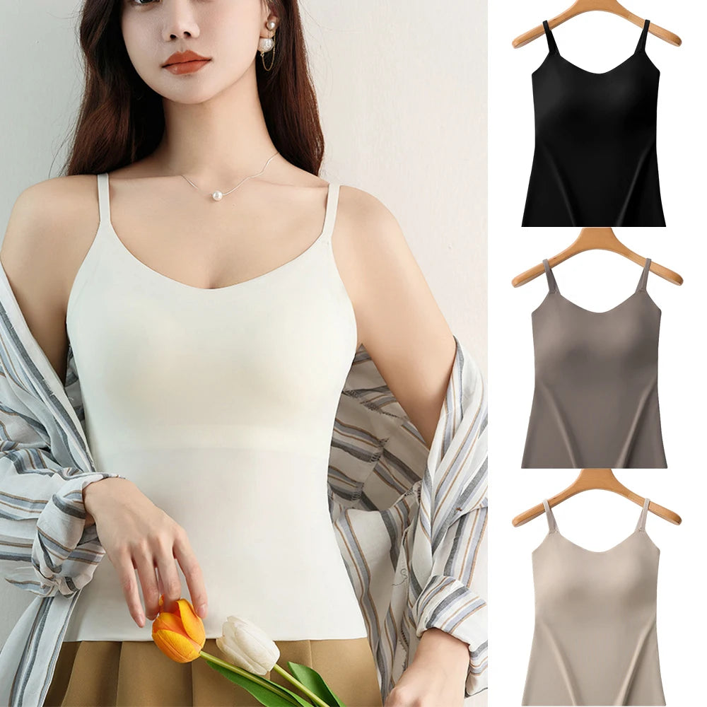 Débardeur Femme Col V avec Brassière Intégrée – Élégant, Confortable & Tendance